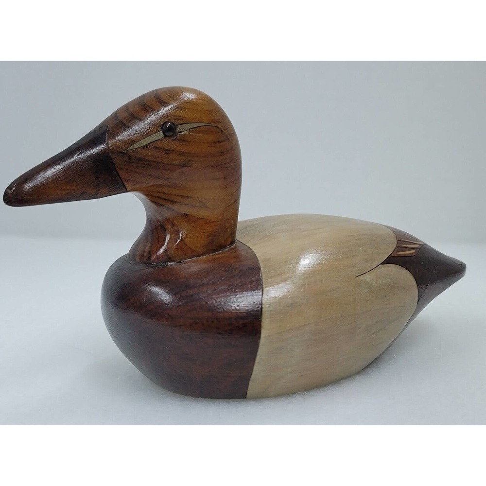 Vintage Bob Fredericks Hand Carved Wood Duck Decoy Signed
